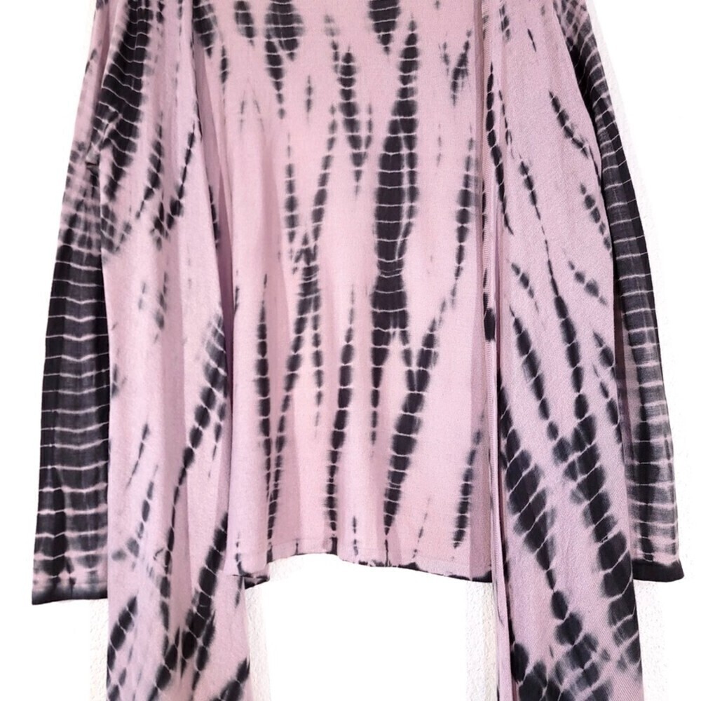 SOFT SURROUNDINGS Waterfall Open Front Hi-Low Cardigan Sweater in Pink Tie Dye - Picture 4 of 8